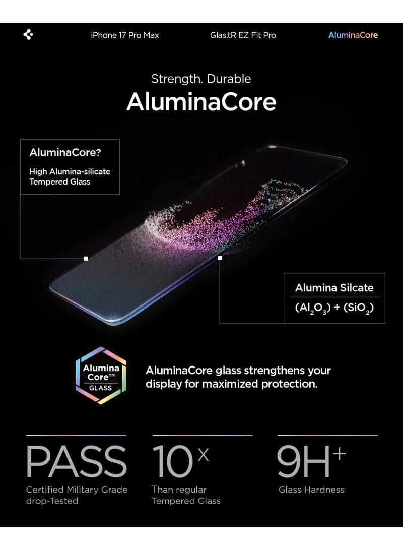 سبايجن GLAStR EZ Fit PRO iPhone 17 Pro MAX Screen Protector | iPhone 16 Pro Max Premium Tempered Glass [Aluminum-Enhanced Durability] Impact resistance [2 PACK] - Image 4